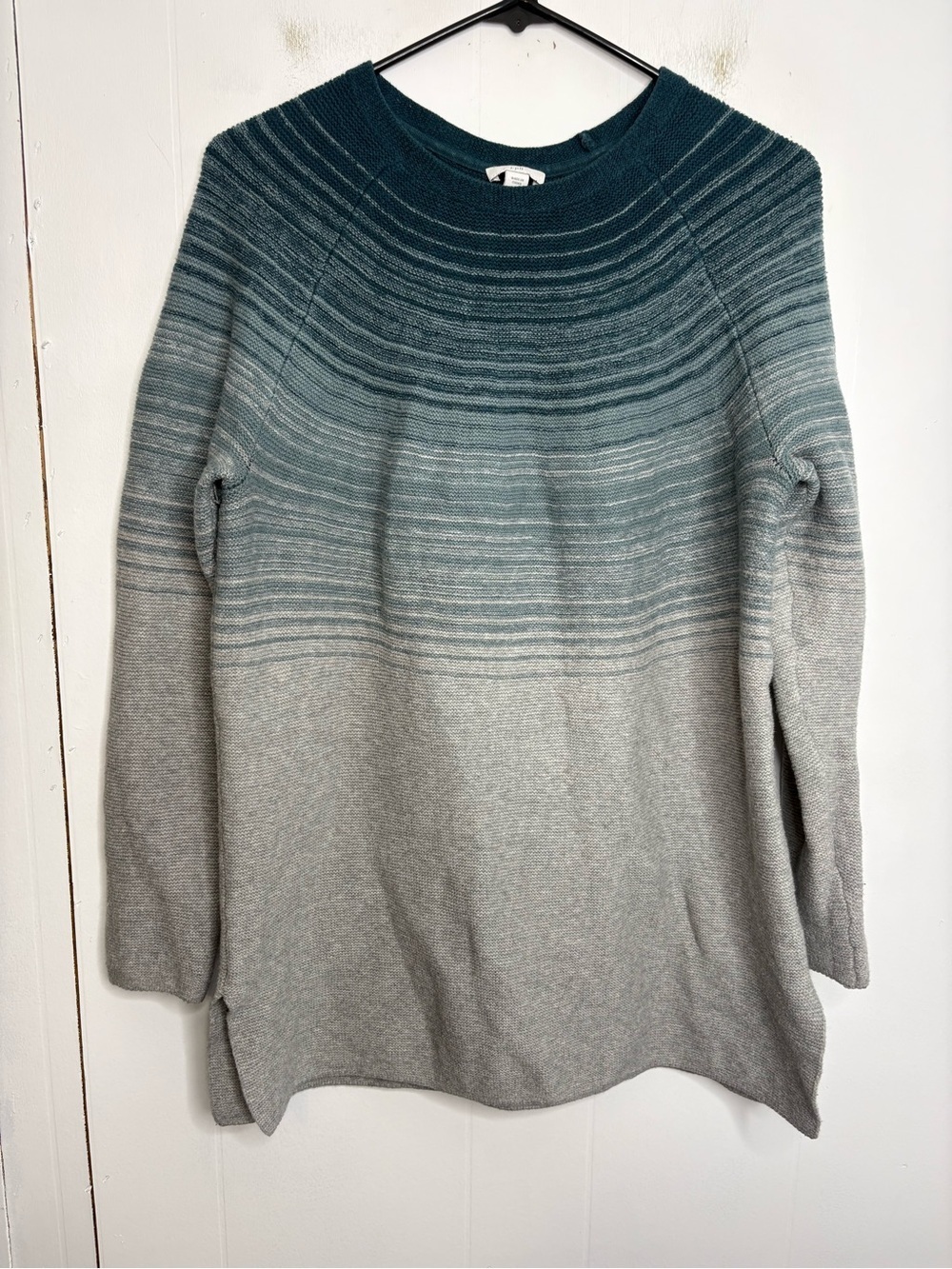 J Jill Sweater Womens Medium Striped Fair Isle Gradient Split Hem Knit